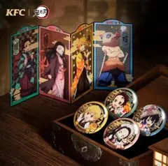 鬼滅の刃 中国限定　KFCコラボ クリアカード4枚セット　我妻善逸缶バッジ