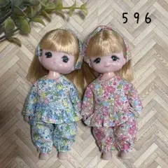 596 ミキマキ　パジャマ　長袖長ズボン　小花柄　ティノ　ブルー　ピンク