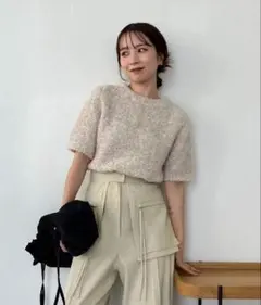 カプリシュレマージュ　リボンヤーンハーフスリーブプルオーバーのサムネイル