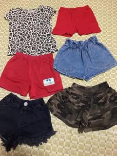 ショートパンツ90.95 5点　半袖H&M100㎝　計6点セット　90㎝〜