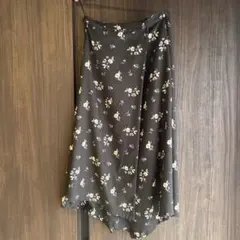 花柄ロングスカート Lサイズ 黒