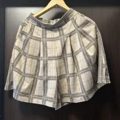 【新品】チェック柄 キュロットベージュ系　Lサイズ