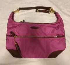 2WAY ショルダーバッグ ピンク ナイロン×レザー　日本製