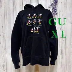 希少XL★GU ディズニー ミッキー パーカー スウェット 黒 大人女子ゆるだぼ