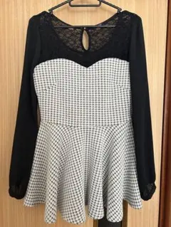 one way レースチェックフレアチュニック M 美品のサムネイル