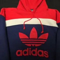 adidas フード付きパーカー 赤/青
