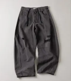 FREAK’S STORE/カーブ デニムパンツ/ダメージ加工 ブラックのサムネイル