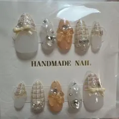 ネイルチップ オレンジ ハンドメイド