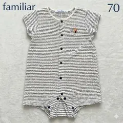 ファミリア familiar ベビー ロンパース 70 半袖 ボーダー くま