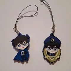 名探偵コナン　工藤新一　コナン　ラバーストラップ　2点セット　ガチャ