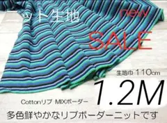 iw562-9・リブボーダーニット生地 ・Mix 110cm × 120cm