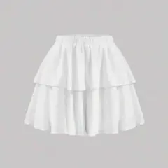 フレアミニスカートパンツ 白