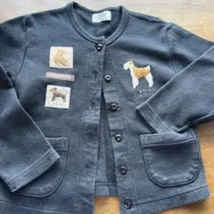 C. BANBY 犬刺繍 スウェットカーディガン 黒 昭和レトロ