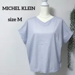 ミッシェルクラン 半袖ブラウス ワイド カットソー ドルマン ストライプ M-L