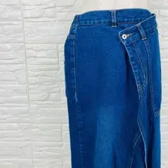 【美品】LHELBIE アシンメトリー デニム ロングスカート フリンジ F