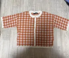 w closet 半袖カーディガン オレンジチェック