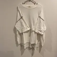 FREAK'S STORE ホワイト五分袖Tシャツ　ドルマンカットソー