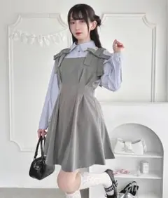 【Loueme】ウエストタックリボンフレアワンピース