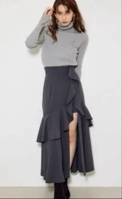 rienda フリルスリットハイウエストスカートショートパンツ