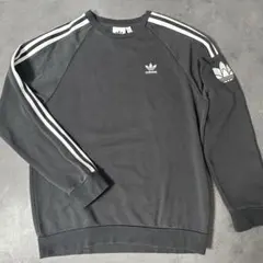 adidas アディダス　３ストライプ　スウェット　ブラック　黒　トレフォイル