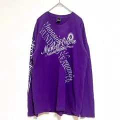 トップス　長袖　L パープル　紫　綿　100% カジュアル　ロゴ　薄手　春　秋