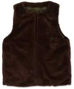 ダークブラウンファーベスト リバーシブル　フリーサイズ