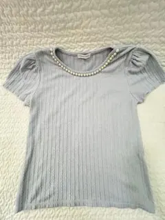 【E hyphen world gallery】　パール付き半袖ニット