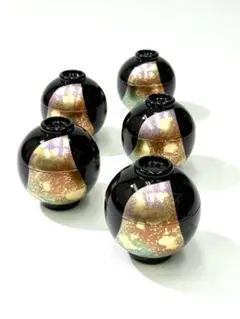 金沢漆器　七彩てまり小吸椀 箔一オリジナル　金彩　蓋付き椀　手毬椀　5客セットのサムネイル