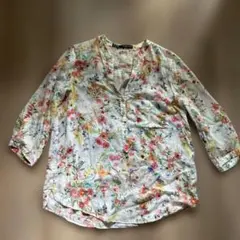 ZARA BASIC 花柄 五分袖シャツ