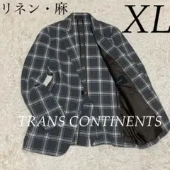 TRANS CONTINENTS【XL】 麻 チェック テーラード ジャケット
