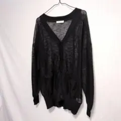 ANDSEARCH シアーニットカーディガン Vネック ブラック M