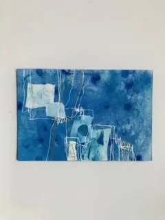 抽象画　コラージュ　アート　原画　ポストカードサイズ