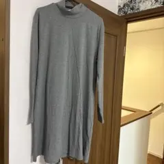 H&M グレー タートルネック ロングワンピース L