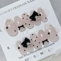 ハート×リボンネイル✧*。韓国 ガーリー ドット ワンホン マグネット 量産型