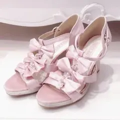 LIZLISA♡ピンク リボン×薔薇×パール サンダルのサムネイル
