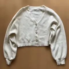 après jour 象牙色 短款開襟毛衣