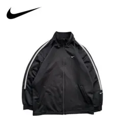 NIKE ナイキ 00s 日本製 トラックジャケット ロゴ刺繍 ジャージ BLK