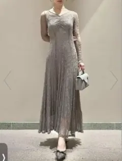 SNIDEL フロントギャザーレースドレス