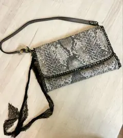 【Ryuzo Nakata Paris】パイソン柄ショルダーバッグ レース付