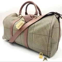 付属品完備 美品 ポロラルフローレン ボストンバッグ 2way 千鳥格子 総柄
