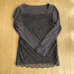 黒レーストリム 長袖トップス