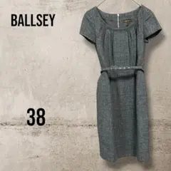 G51【BALLSEY】半袖 ミニワンピース シルク混 ベルト付 Mのサムネイル