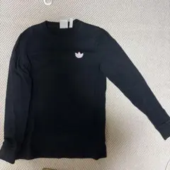 adidas ロゴ入り ブラック ロングスリーブ Tシャツ S