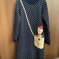 スウェットワンピース　　ネイビー　ドット　140