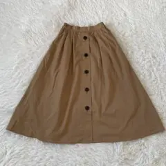 ショコラフィネローブ 【F】ベージュ ボタン付きフレアスカート