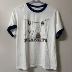 PEANUTS キャラクタープリント リンガーTシャツ メンズ　Ｍ　レトロ