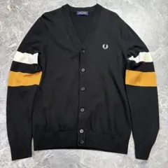 極美品　フレッドペリー　カーディガン　ロゴ　ウール　コットン　メンズ　M ボタン