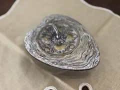フランスアンティーク ガラス製 小物入れ ハート型 金属蓋 ブロカント