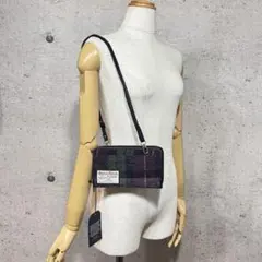 新品　難あり　ハリスツイード　ショルダーウォレット　スマホウォレット　カーキ