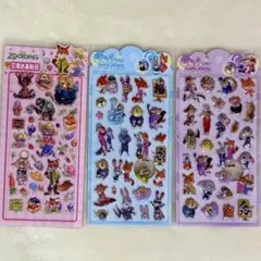 即日配送☆ズートピア クリスタルシール 立体シール 3Dシール 3枚セット①